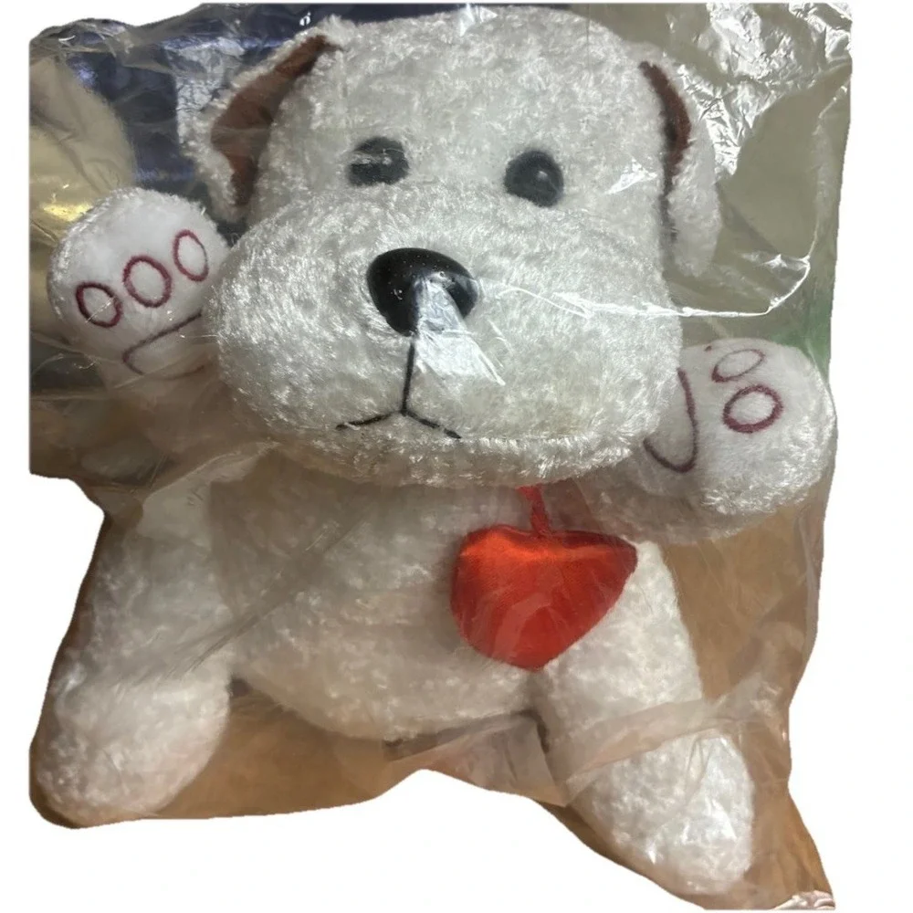 Station Casinos Las Vegas Plushie Puppy White Red Heart Dog Valentine NEW‎